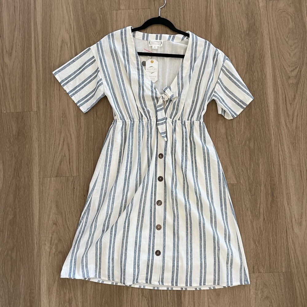 Flowy Pinstripe Midi Dress